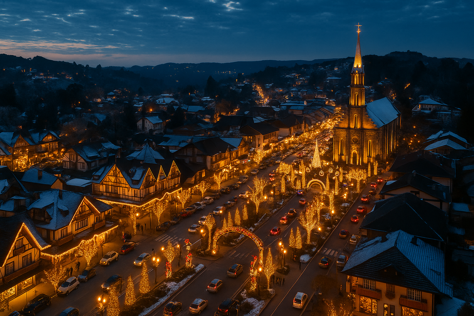 centro de Gramado com Natal Luz